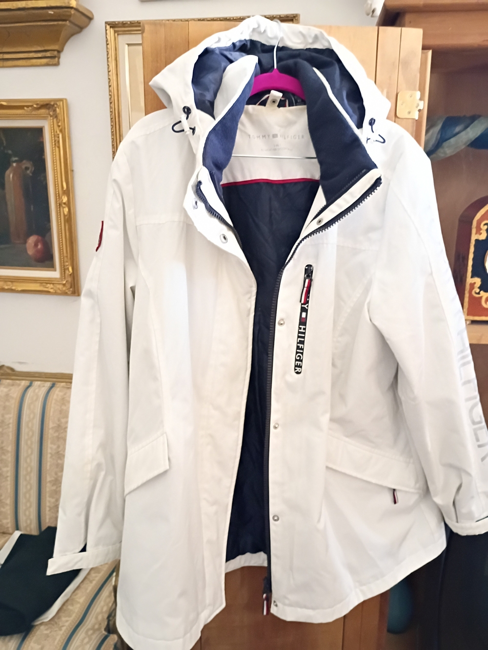 Tommy Hilfiger Women's White Hooded Rain Jacket